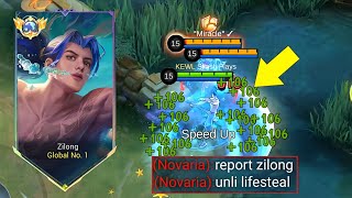 TOP GLOBAL ZILONG UNLIMITED LIFESTEAL HACK!! | ZILONG BEST BUILD 2023