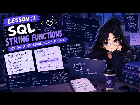 SQL String Functions | CONCAT, UPPER, LOWER, LENGTH, TRIM & REPLACE