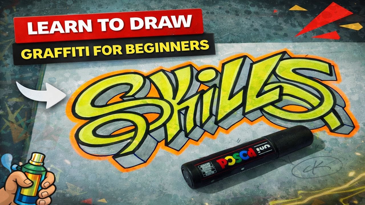 How to Draw Graffiti Word “SKILLS” – Step by Step for Beginners
