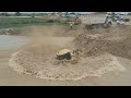 WOW! Extreme Land Fill Work Shantui Bulldozer &amp; 25ton Dump Truck in Tough Terrain Deep Pond
