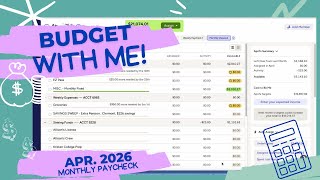 Budget with Me | April 2026 Monthly Paycheck | YNAB