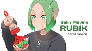 Selin Main Rubik - Speed Drawing MedibangPaint Pc