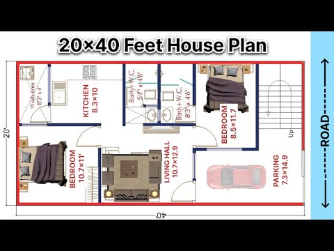 20x40 house plan | 20x40 house plan with car parking | 800 sqft house ...