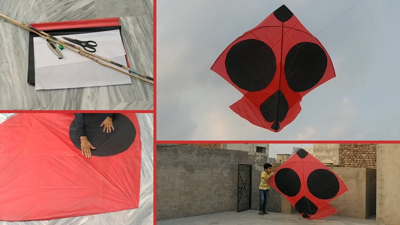 Biggest kite making at home - 6 feet kite making tutorial step by step - Biggest kite flying tricks