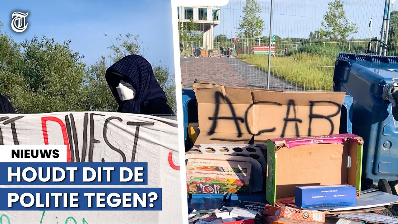 Gemaskerde activisten op UvA-terrein: 'Wij gaan niet weg'