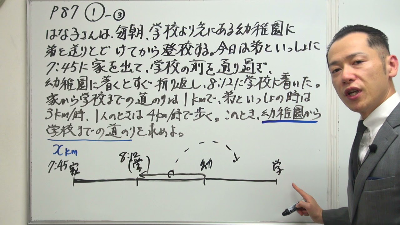 中1数学質問_一次方程式_速さ 折り返す問題