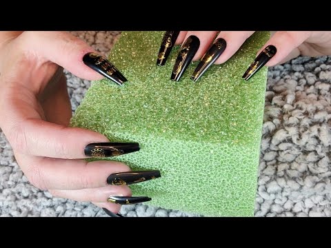 ASMR Crunchy Scratching On Floral Foam | No Talking | Long Nails | Fast
