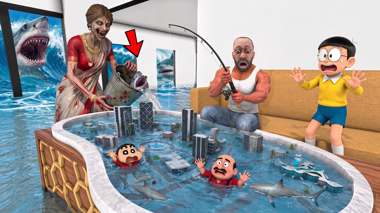 Franklin Found Tiny city in Pool in Indian Bike Driving 3D