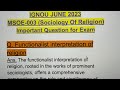 IGNOU 💫MSOE003 Important Exam Question-Functionalist Interpretation of Religion #upsc #mso