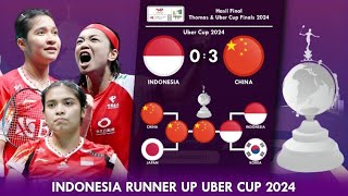 Hasil Final Uber Cup 2024 Indonesia 0-3 China. Indonesia Runner Up #thomasubercup2024