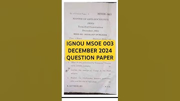 IGNOU MSOE 003 IMPORTANT QUESTIONS😱 DEC 2024 PAPER #ignou #msoe003 #ignouquestionpaper #important