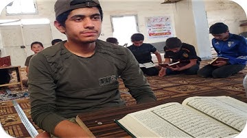 لحظة اتمام حفظ القران الكريم الطالب عبد الكريم شحادة في معهد استقم