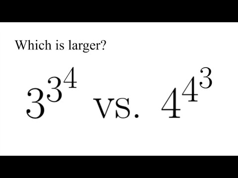 Is 3^3^4 or 4^4^3 larger?