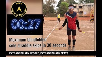 Maximum Blindfolded Side Straddle Jump Skips In 30 Seconds - India Book Of Records