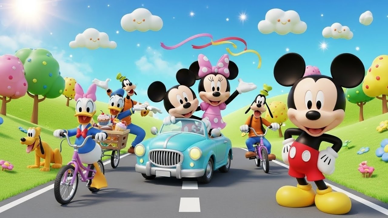 Mickey & Minnie’s Funny Car Drive and Bike Ride Adventure 🚗🚲😂