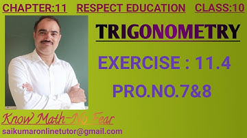 Chapter:11|Trigonometry| Exercise:11.4|Pro.No.7&8| Class 10 | Mathematics
