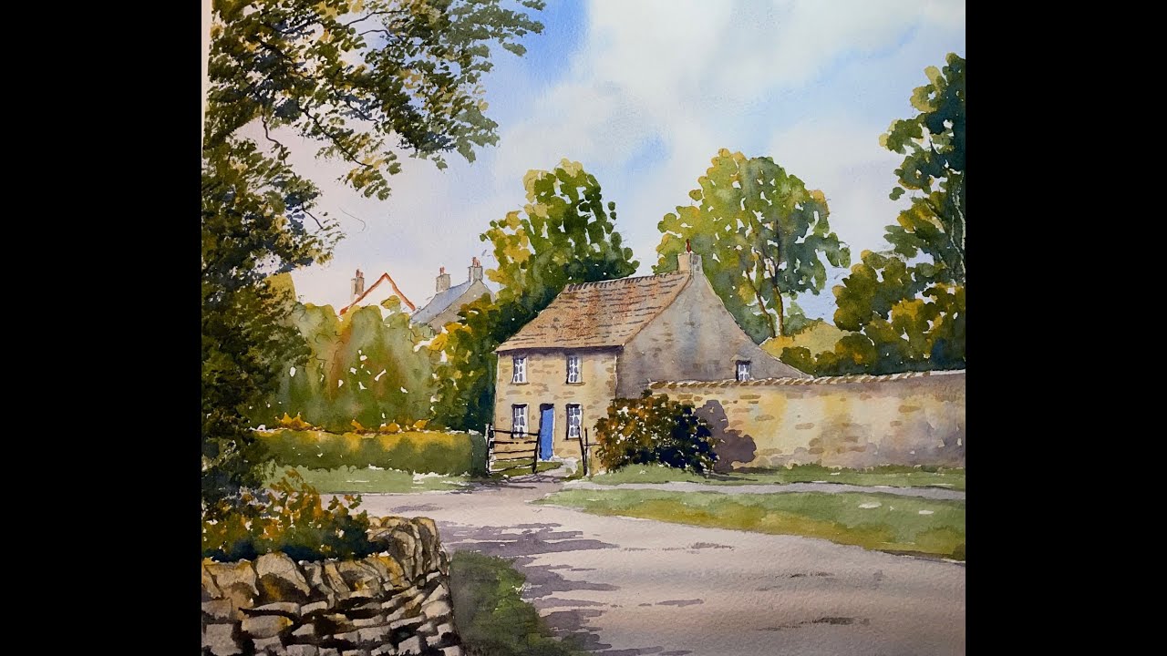 Watercolour painting of a cottage in Ledsham, Yorkshire UK YouTube