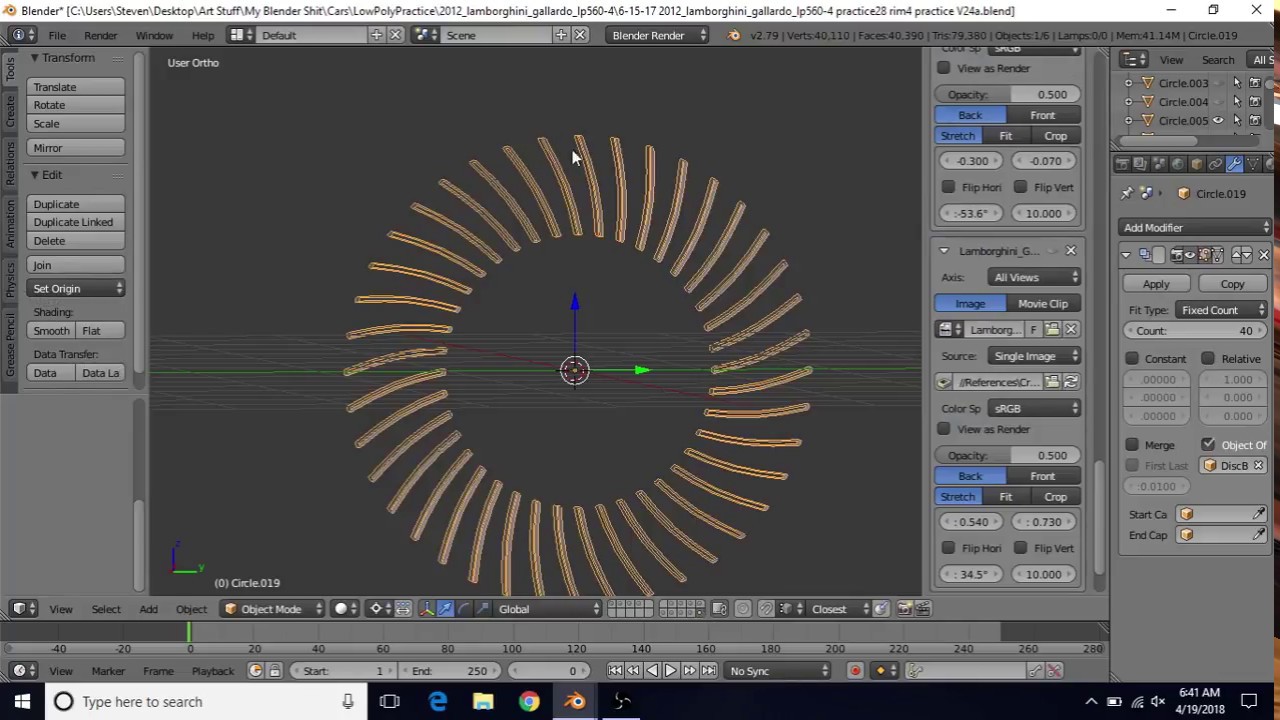 Model A Lamborghini Gallardo LP560-4 in Blender - Tutorial Part 45 - Disc Brake Part 8 - Vanes