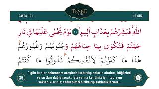 Diyanet Ok Takipli Hatim 10. Cüz - Kur'an-ı Kerim 191. Sayfa - Tevbe Suresi 35-36. Ayetler