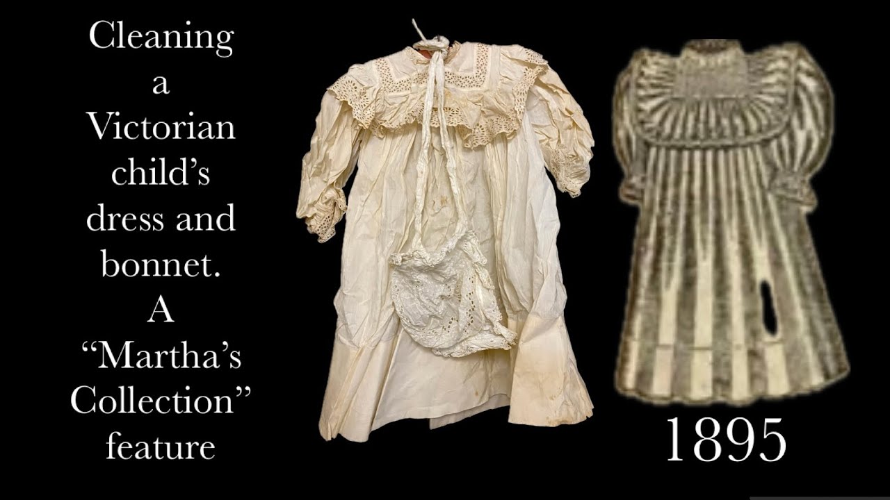 Restoration on a Victorian child’s dress and bonnet set returns them back to their former glory.