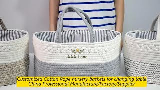 NewBorn Nursery Baskets For Changing Table Organizers & Storage Factory, Cotton Rope Diaper Bag