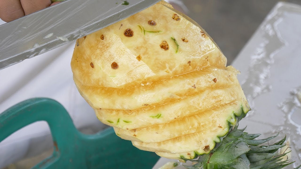 2 Styles of Pineapple Cutting Thai Street Food YouTube