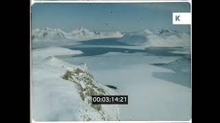 1970s, 1980s Arctic, Aerial Flyover Glaciers, 35mm