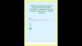 CHEM210  CHEM 210 Module 2 Latest Update 2025  2026 Biochemistry  Questions  Answers  Grade A  100 C