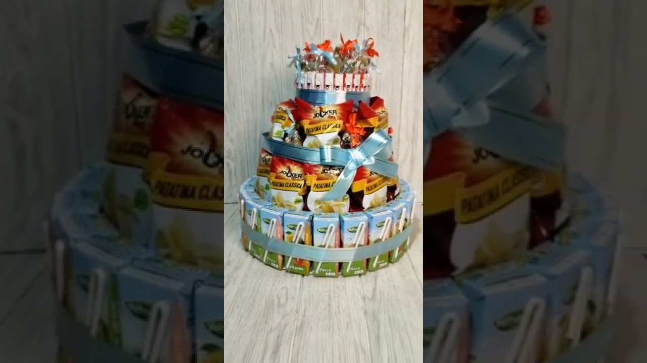 TORTA DI SUCCHI E MERENDINE PER COMPLEANNO FAI DA TE/DIY KINDER/ TORTA  COMEANNO FREE COVID TUTORIAL 