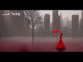 Girl in red lofi stormy rain