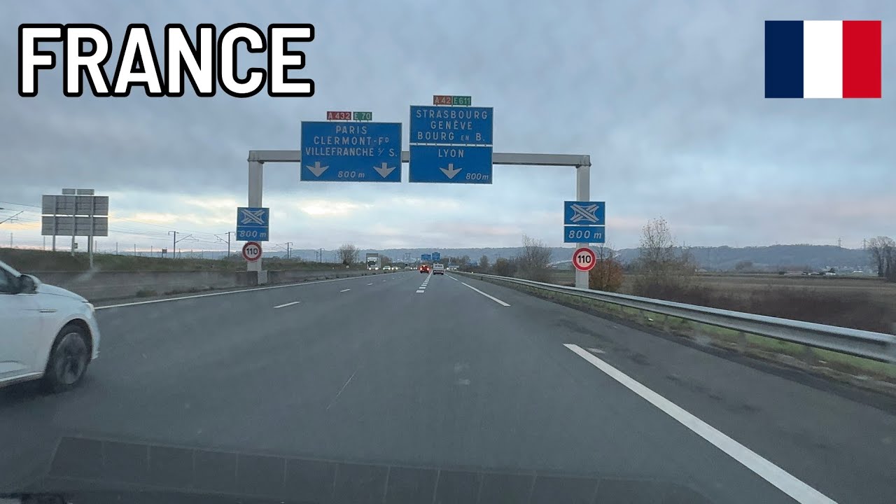 Best Driving on Highway from  Pusignan to Arbent in France 4K 60 FPS-HDR