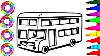 Laern To Color l Barbie Bus with Upstairs Coloring Pages for Kids l Brilliant Colors