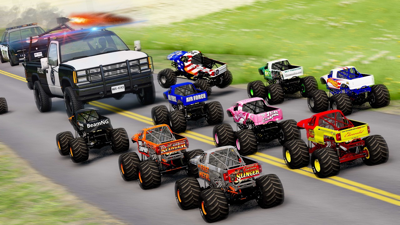 Monster Truck R/C vs Real Cars (short film) - Beamng drive - YouTube