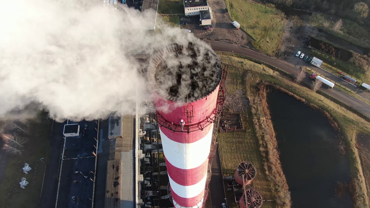 Обследование оголовка дымовой трубы 120м - YouTube