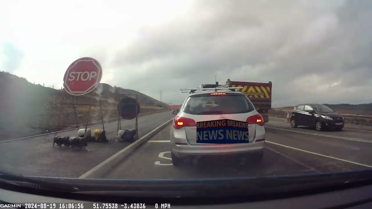 A sped up drive from A48 Newport to Brecon Beacons Touring Park