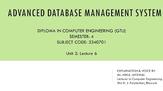ADBMS: Unit 2: Lecture 6: Explicit Cursor.