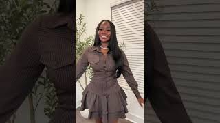 5’7 | 175lbs | Size M | Baby doll pin stripe dresses 🤎🤎🤎 #pinstripedress #babydolldress #dress