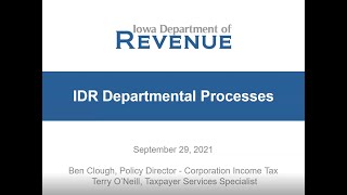 Iowa Department of Revenue - Departmental Processes