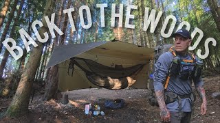 Hammock camping in the woods with campfire & grilled steak | onewind, pomoly & aeropress camp coffee