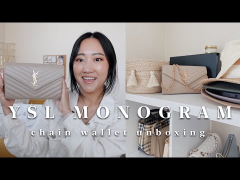 YSL MONOGRAM CHAIN WALLET WOC UNBOXING | CASSANDRE SAINT LAURENT MATELASSÉ (dark beige) | vlog