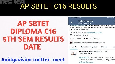 AP SBTET DIPLOMA C16 5TH SEM REGULAR RESULTS RELEASE DATE BY VIDYAVISION || #DIPLOMARESULTS