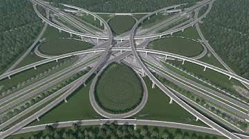Full Cloverstack Hybrid Interchange 2 | Cities: Skylines