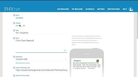 Physical Web Beacon Naming and Sorting Control with PHY.net