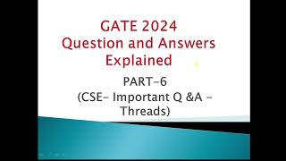 GATE 2025 CS operating system threads questions