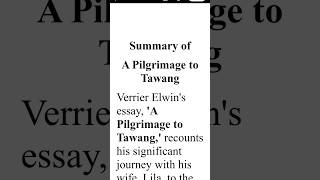 A Pilgrimage to Tawang Summary