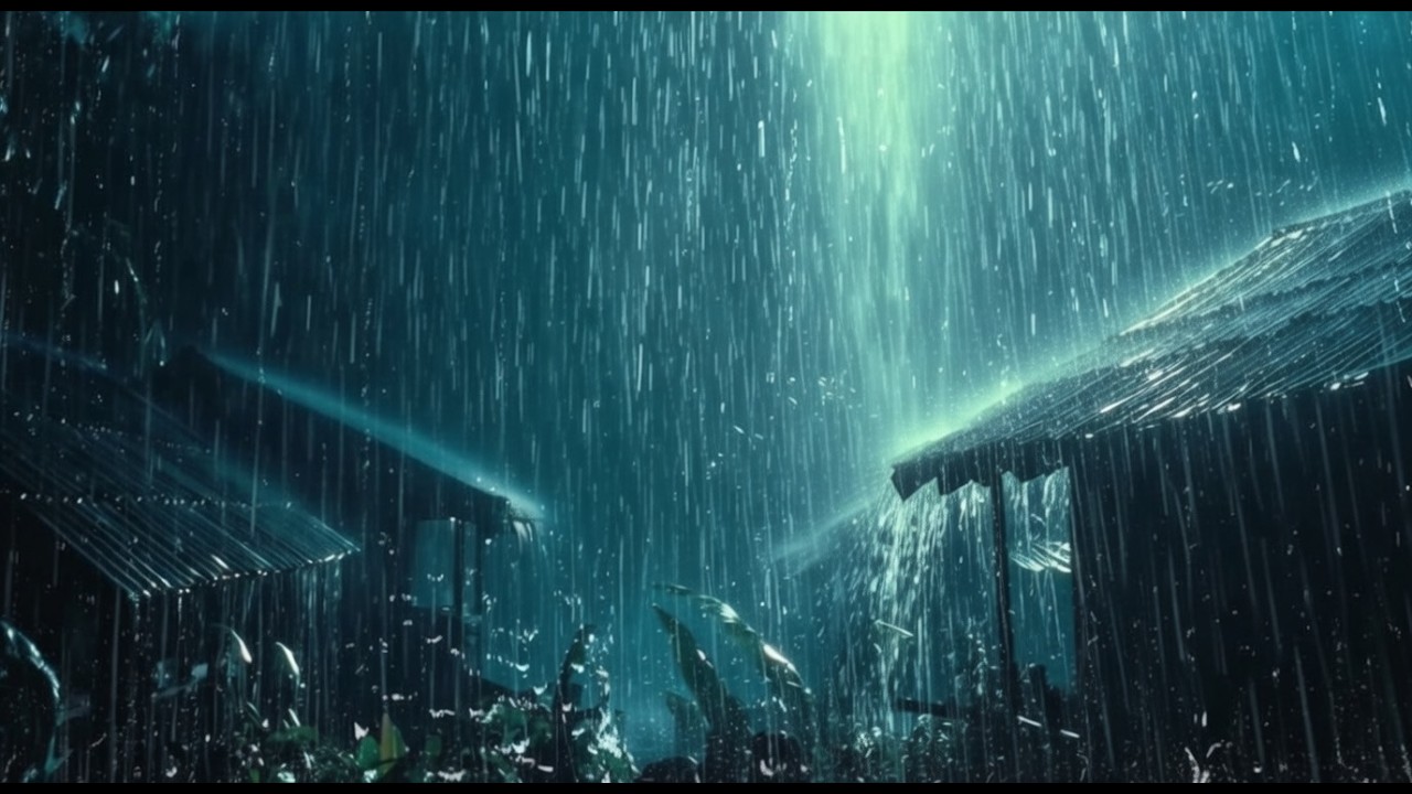 Heavy Rain on Leaves: 10 Hours Amazon Jungle Ambience – No Ads / Dark Screen for Sleeping