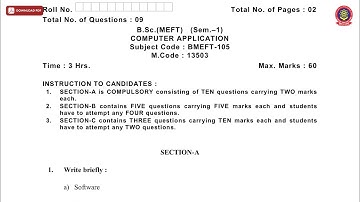 BSC 1ST SEM MEFT COMPUTER APPLICATION NOV 2019 | PTU
