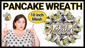 How to make a DECO MESH PANCAKE WREATH DIY Tutorial Bee theme | Pancake method wreath