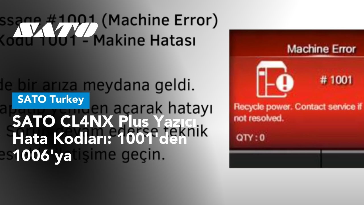 SATO CL4NX Plus Yazıcı Hata Kodları: 1001'den 1006'ya - YouTube