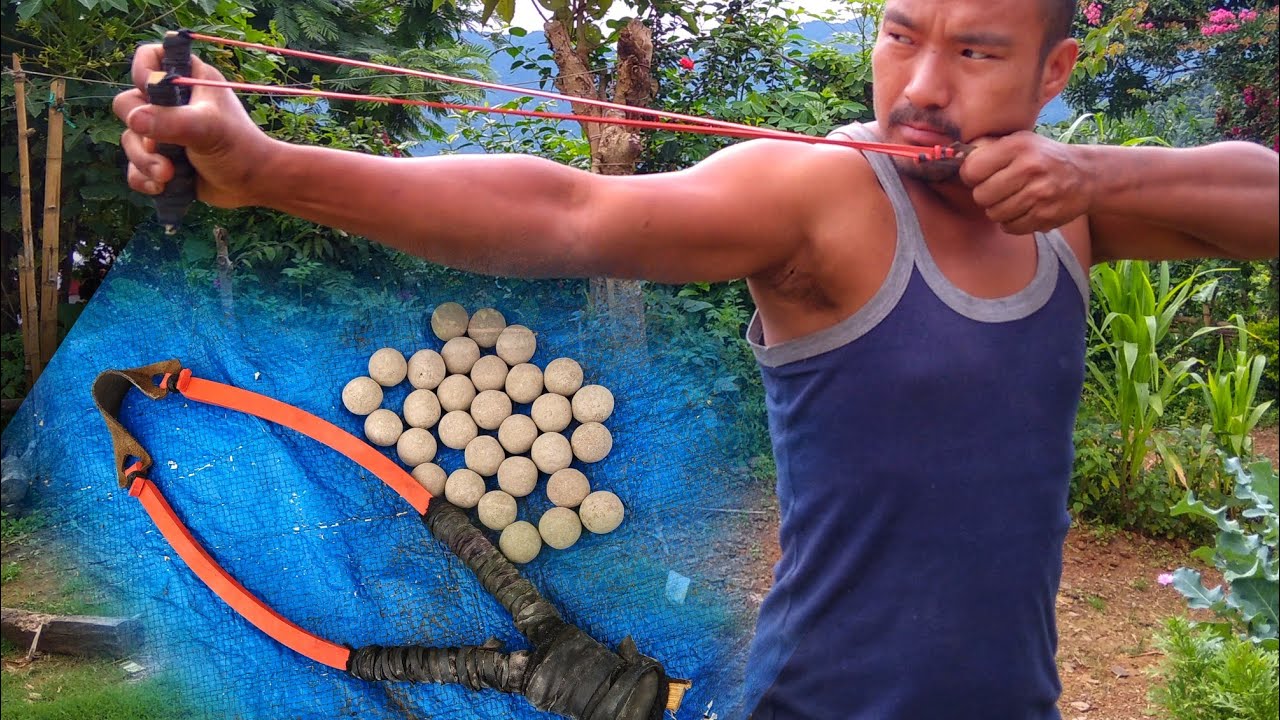 Making the best Naga slingshot and shooting small target.